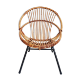 Fauteuil en rotin vintage