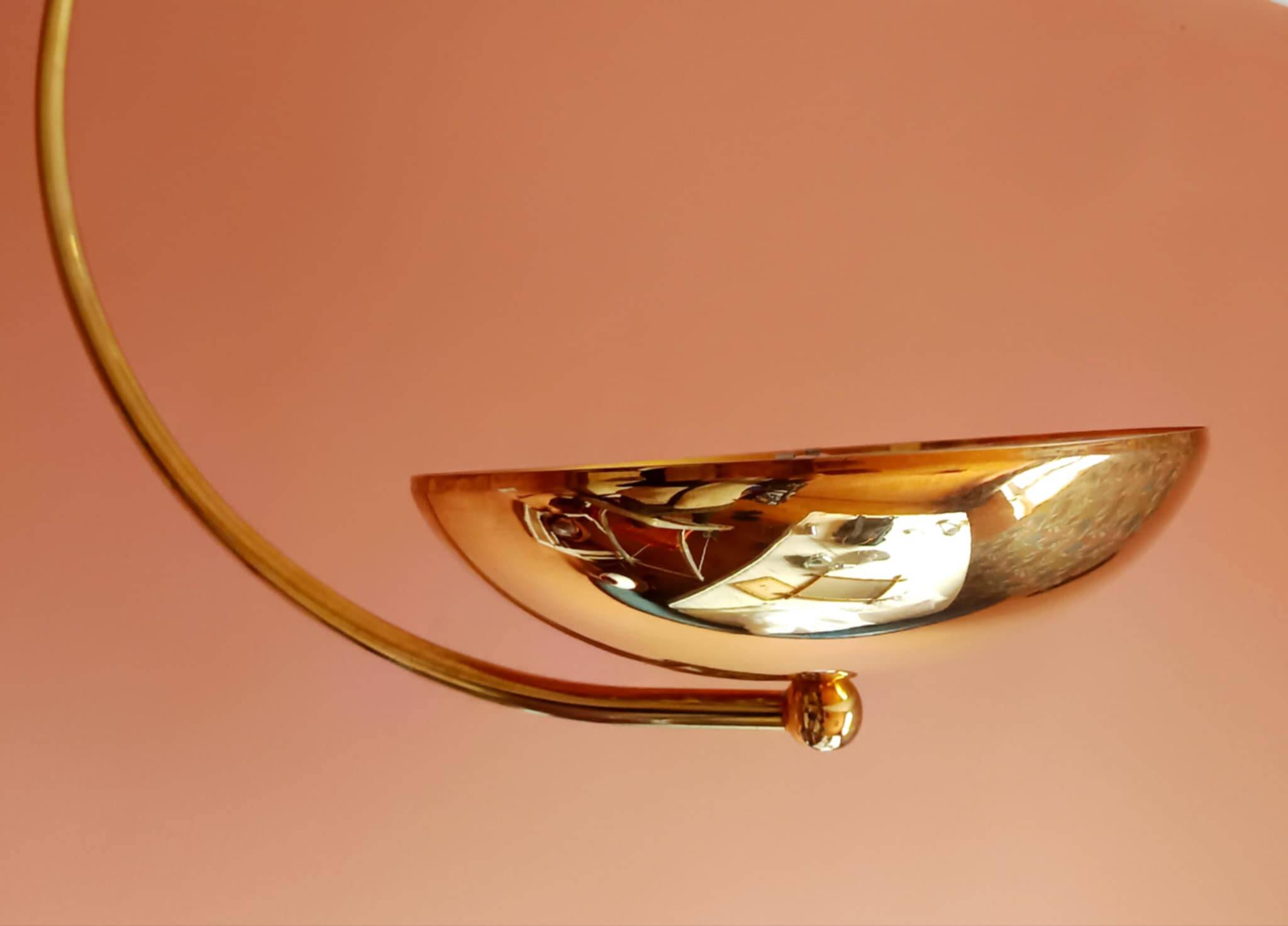Vintage gold metal arc pendant light, 1980s