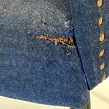 Vintage Italian blue fabric and brass armchair from 50s