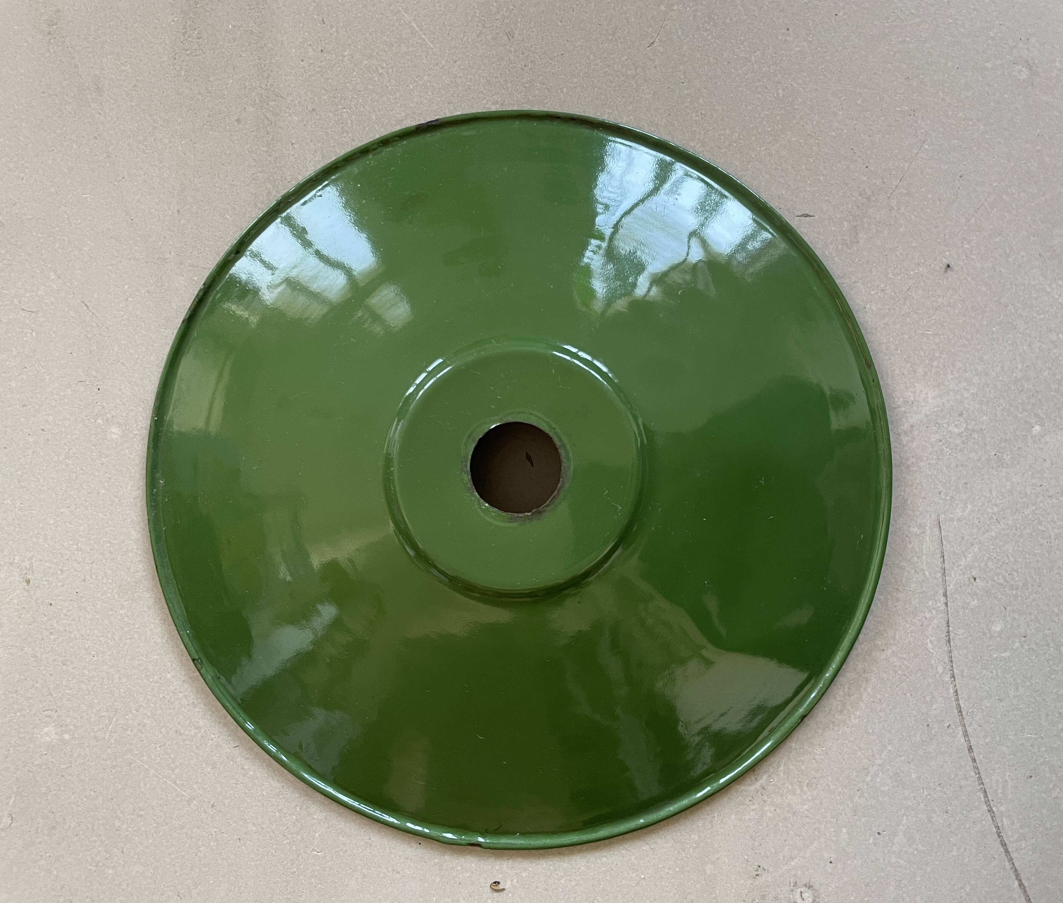 Industrial pendant light, old enameled bowl