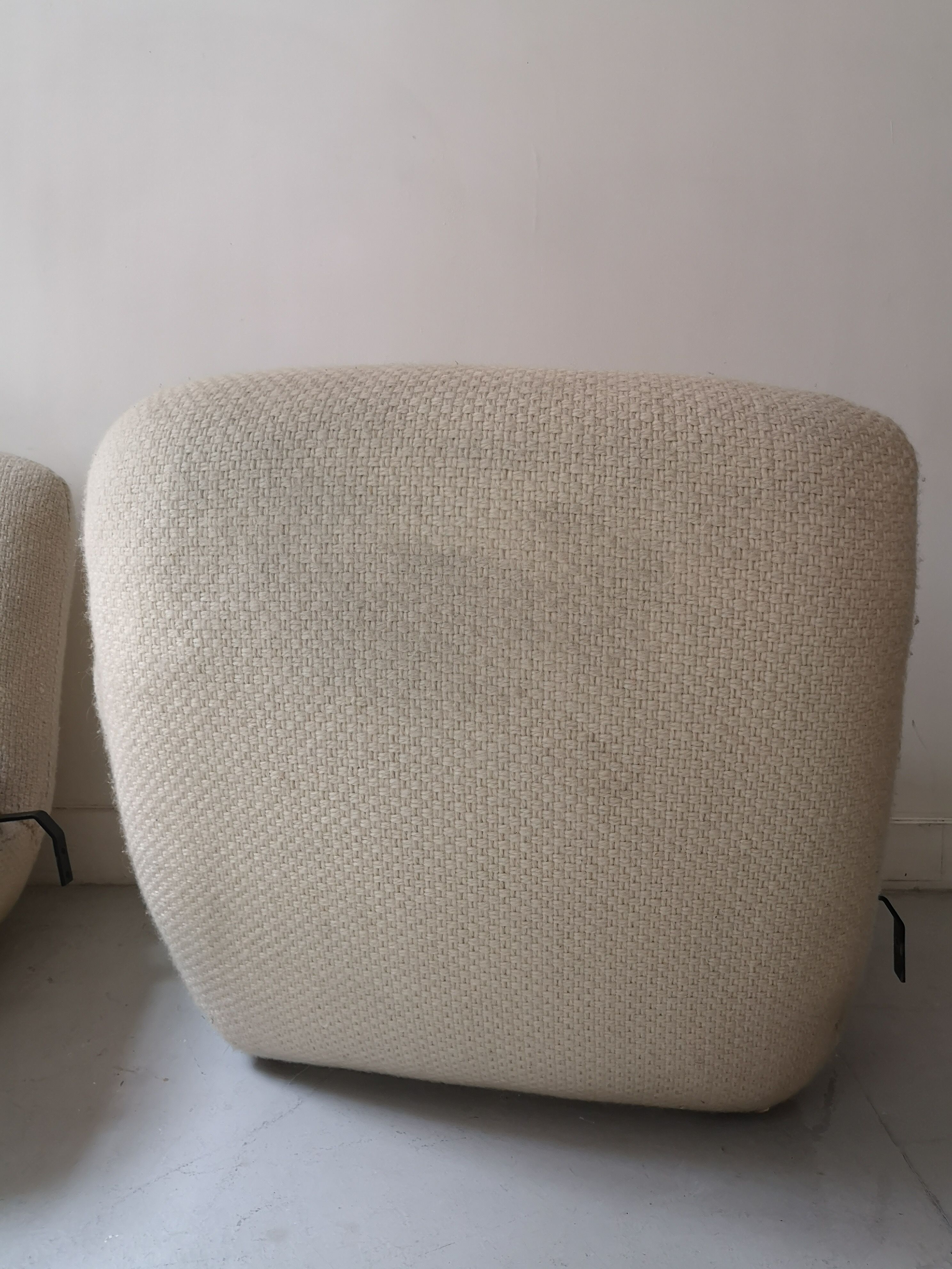 3-seater modular sofa in French terry-style wool fabric, airborne 1970