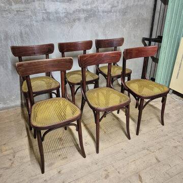 Set of 6 dining chairs, Thonet style, 1960s, Czechoslovakia