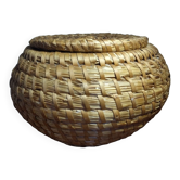 Panier rond avec couvercle en osier