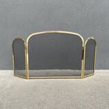 1960s brass fireplace screen, vintage spark guard