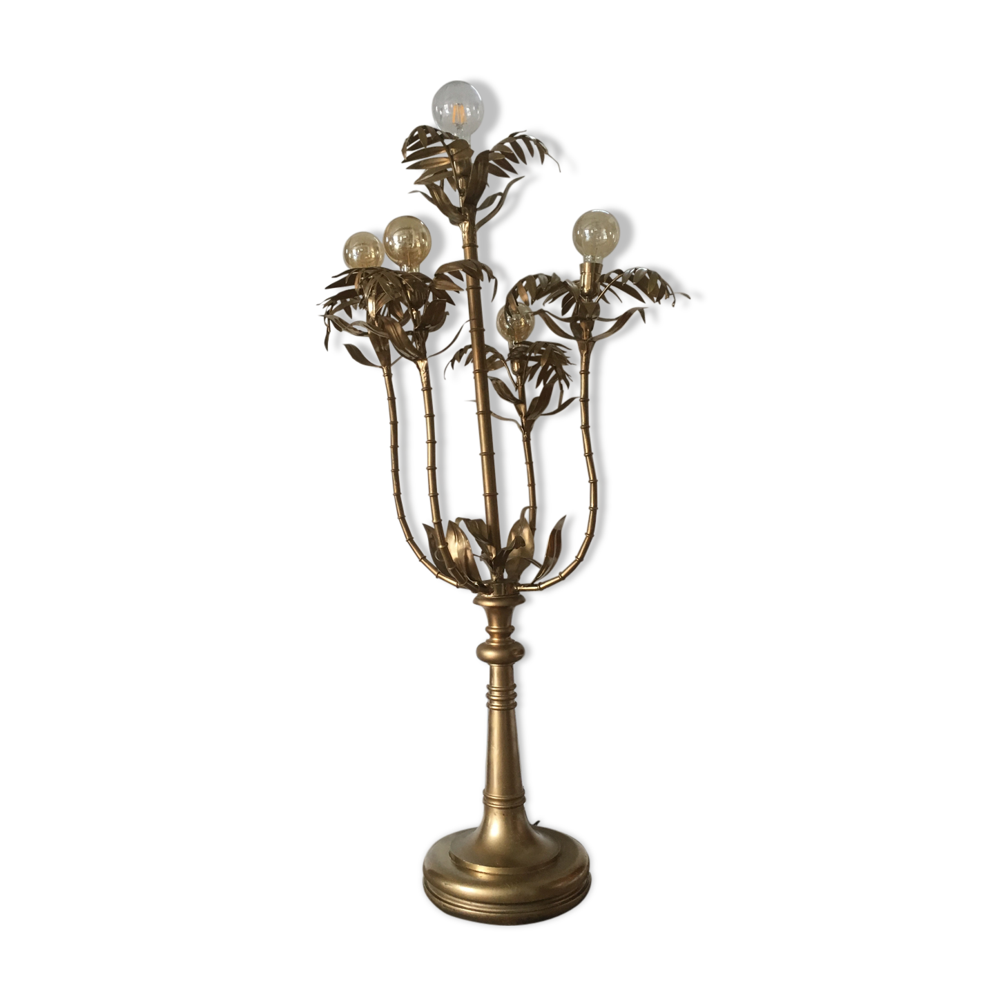 Floor lamp foliage gold metal years 70