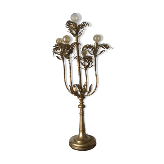 Floor lamp foliage gold metal years 70
