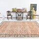 Tapis vintage turc floral fait à la main, orange pastel doux, 7x10
