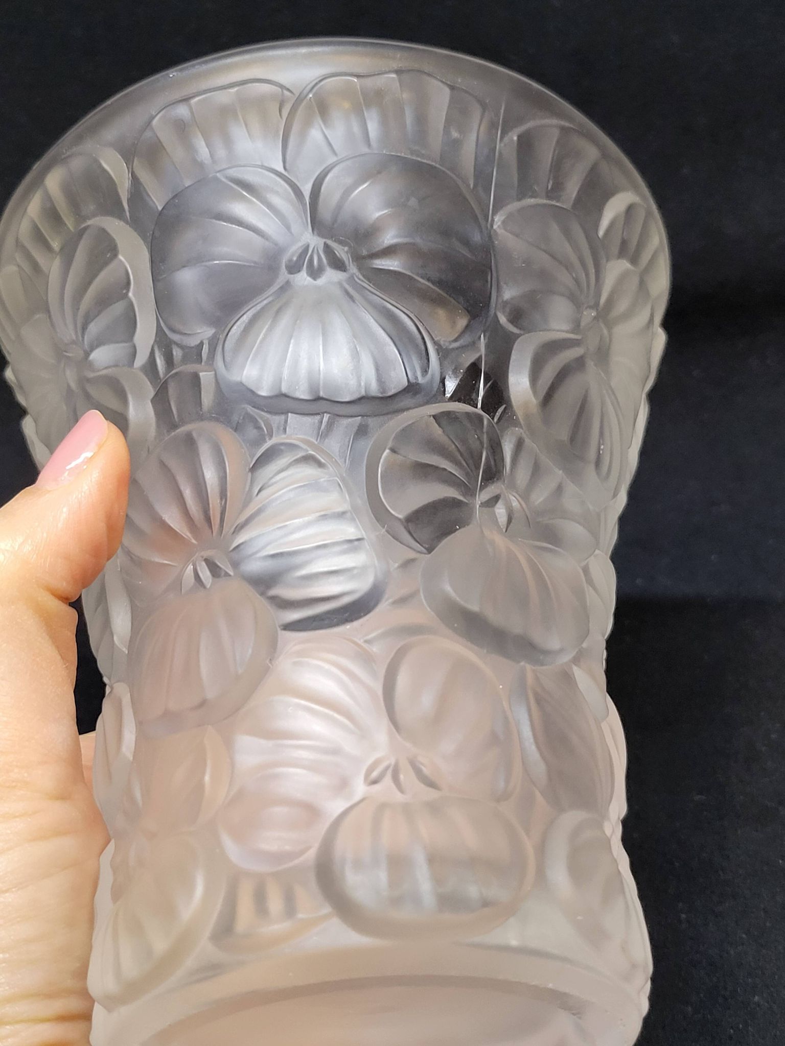 Josef Inwald Barolac Glassware Floral Vase Molded Pressed Frosted Art Glass