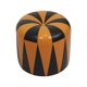 Round Vintage Pouf, Orange and Black Faux Leather (Skai), 1960s