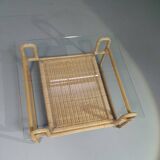 Bauhaus coffe table. Iron frame / pencil reed / split reed / rattan 75 x 75 x 40 cm