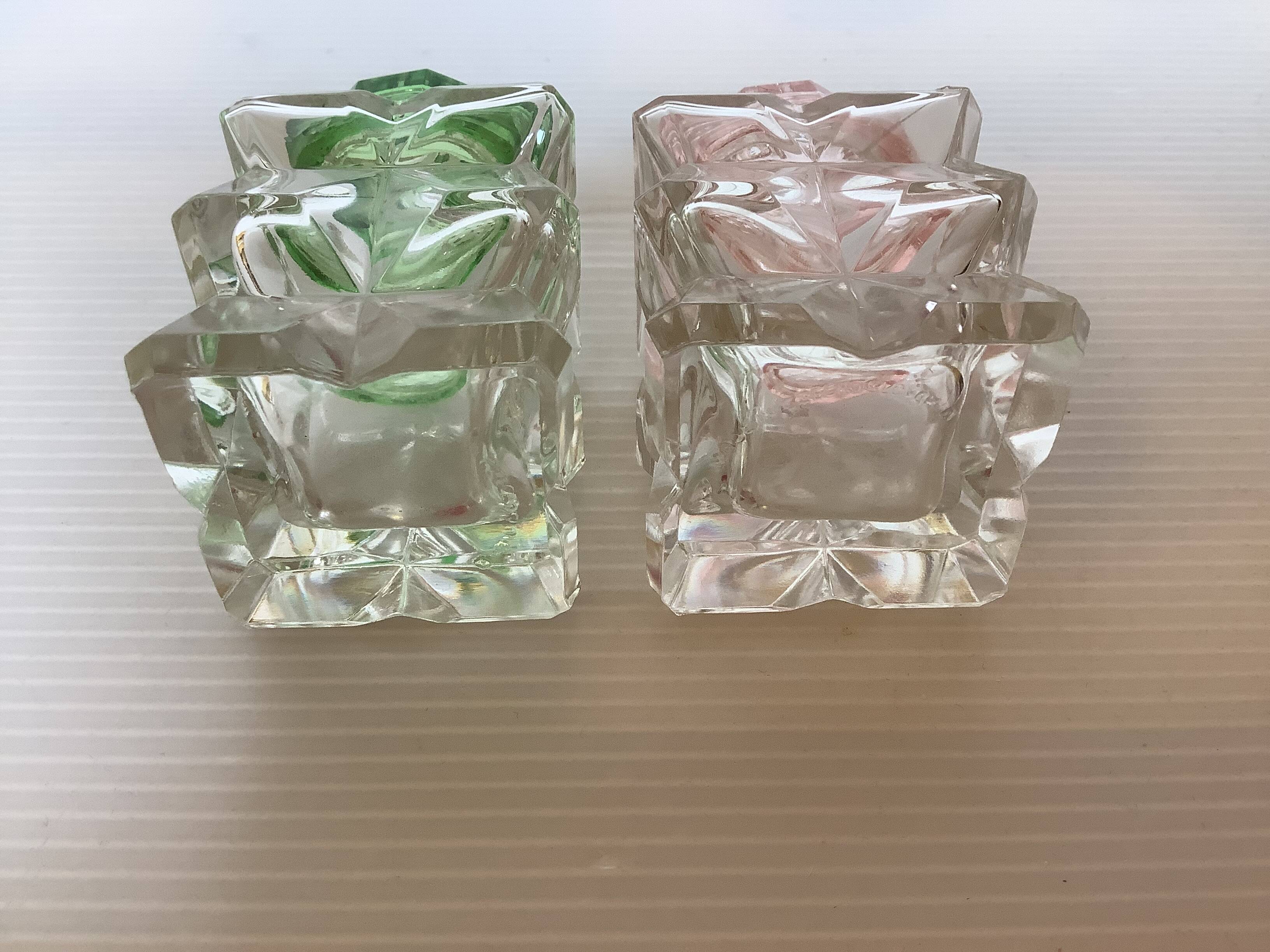 Salt and pepper faceted molded glass