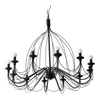 Matte black metal pendant light