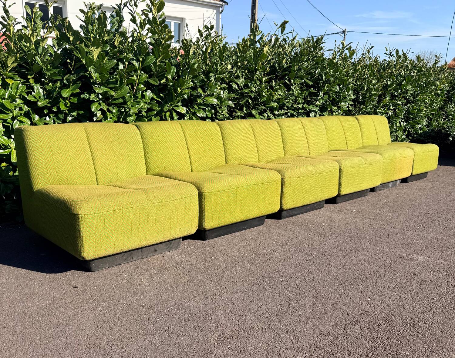 Set of 6 modular vintage Space Age armchairs - Green & Orange