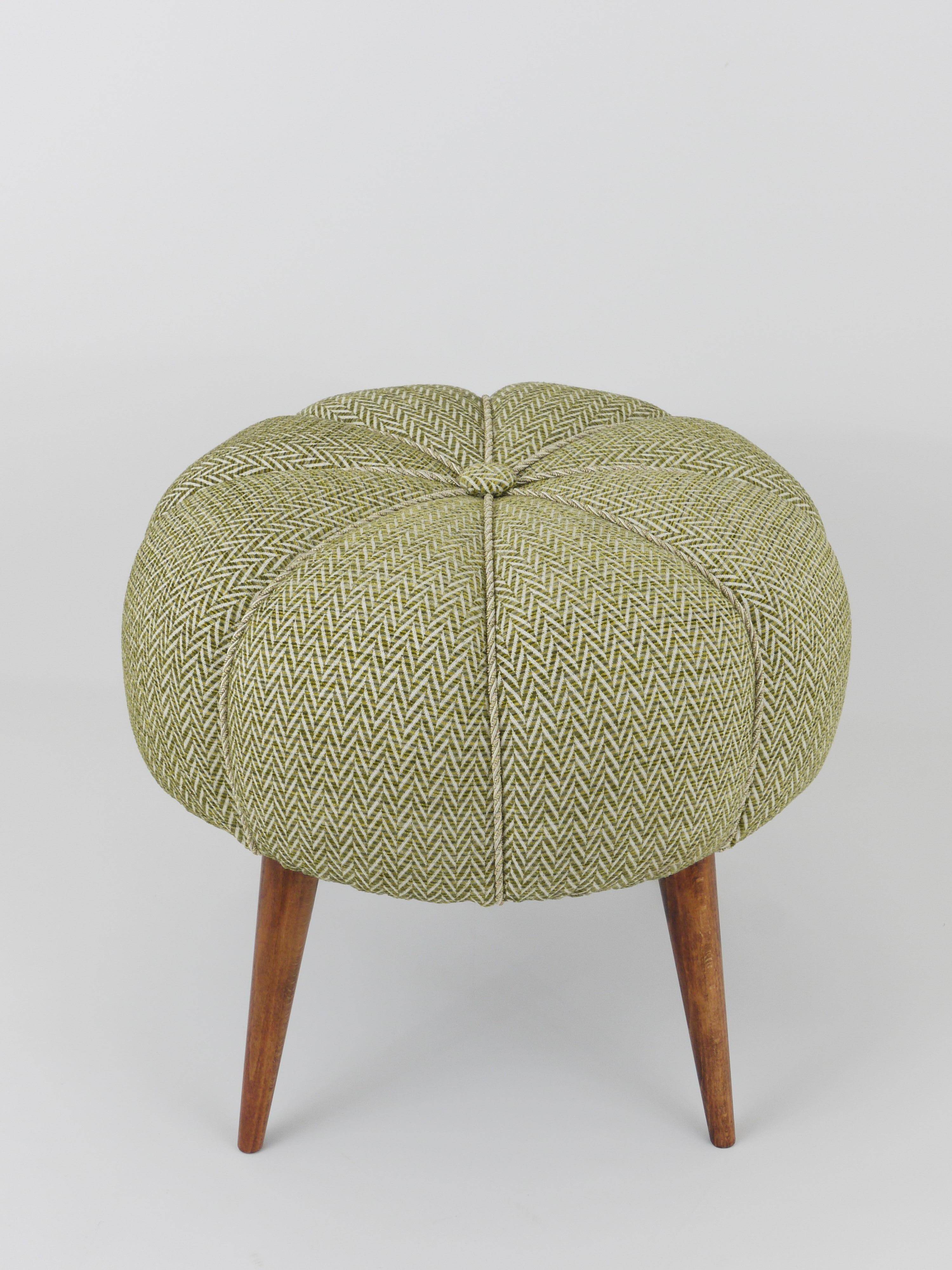 Up to Six Charming Zigzag Midcentury Stools, Pouf, Ottoman, Footstools, 1950s