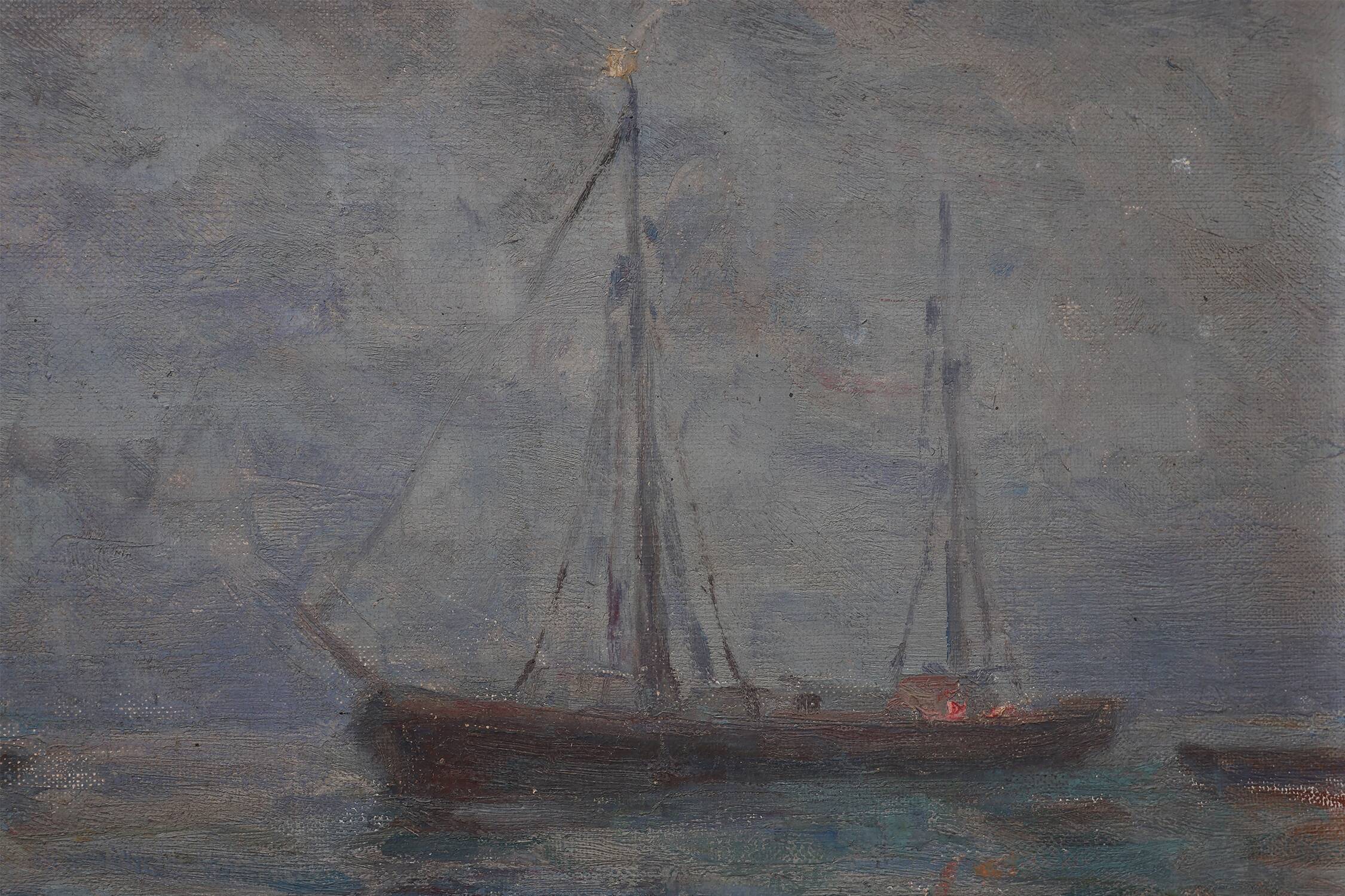Marine seascape with sailing ships - Herman Van den Berghe, ca. 1900-1920
