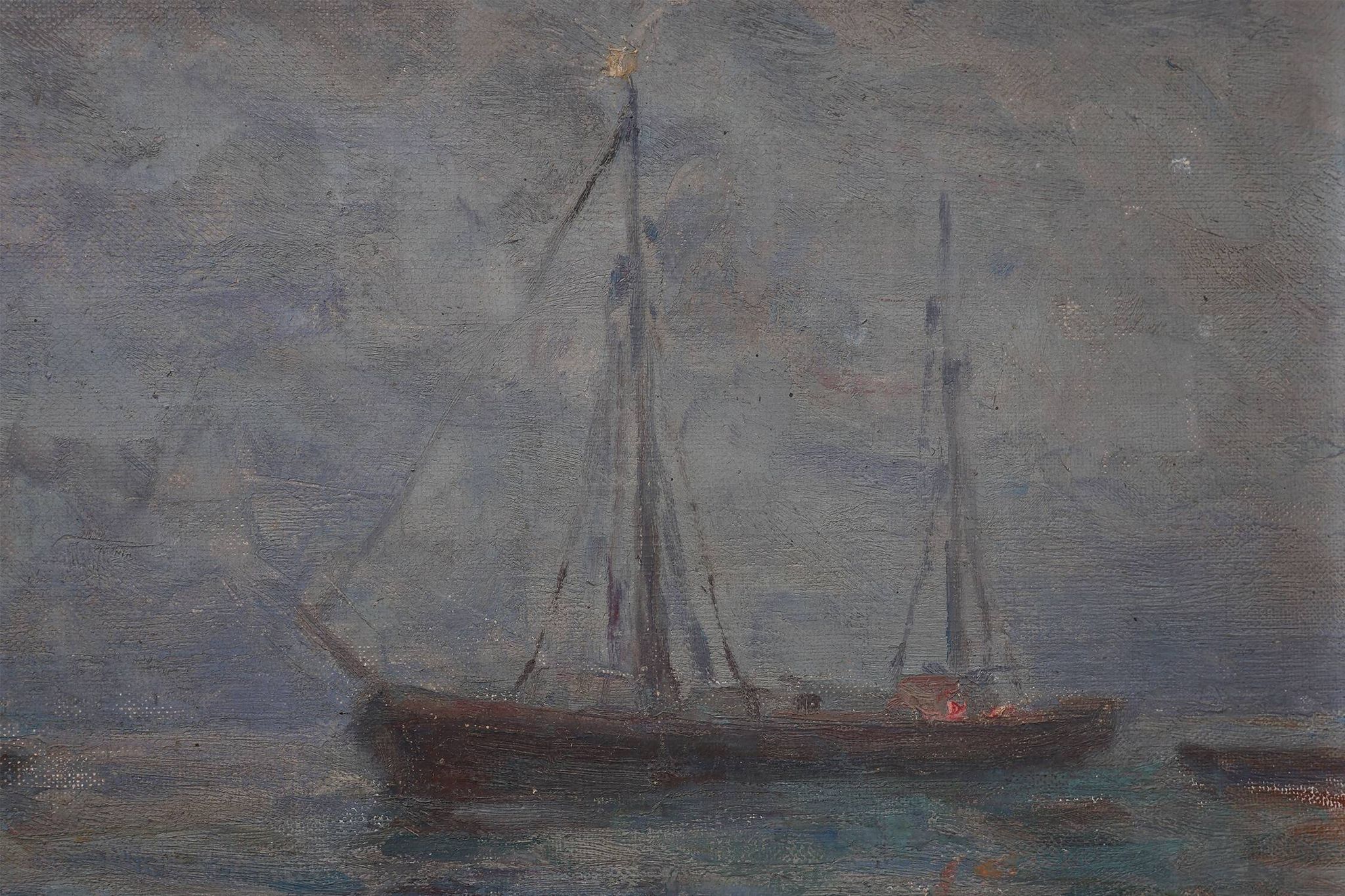 Marine seascape with sailing ships - Herman Van den Berghe, ca. 1900-1920