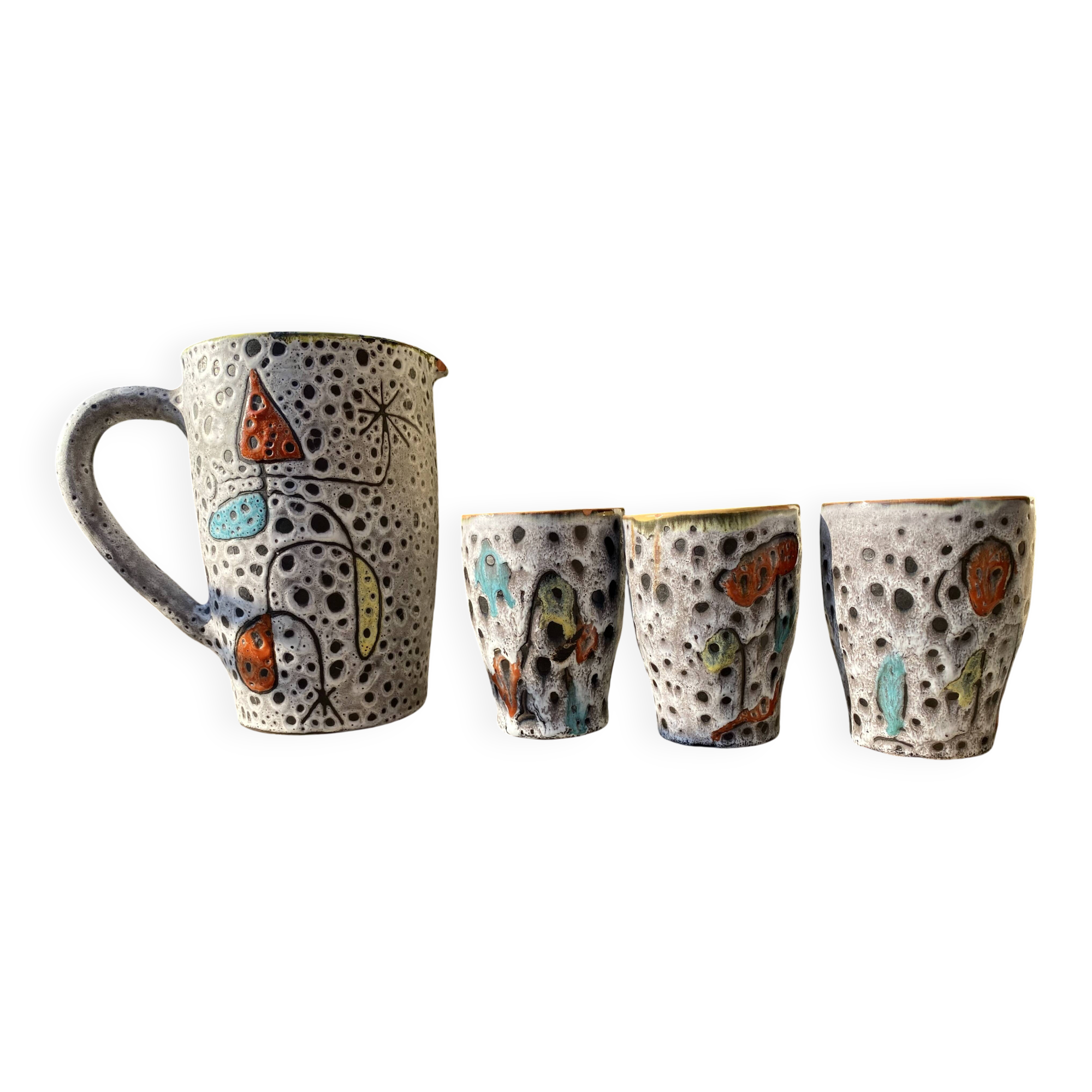 Pichet et verres Vallauris