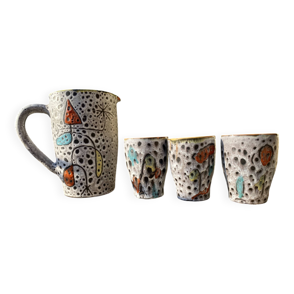 Pichet et verres Vallauris