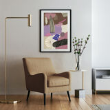 Lavender mauve plum and sand abstract collage