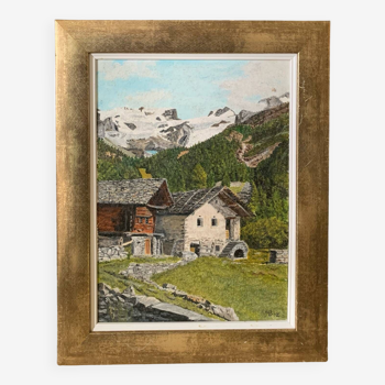 Huile sur toile paysage de montagne Alpes