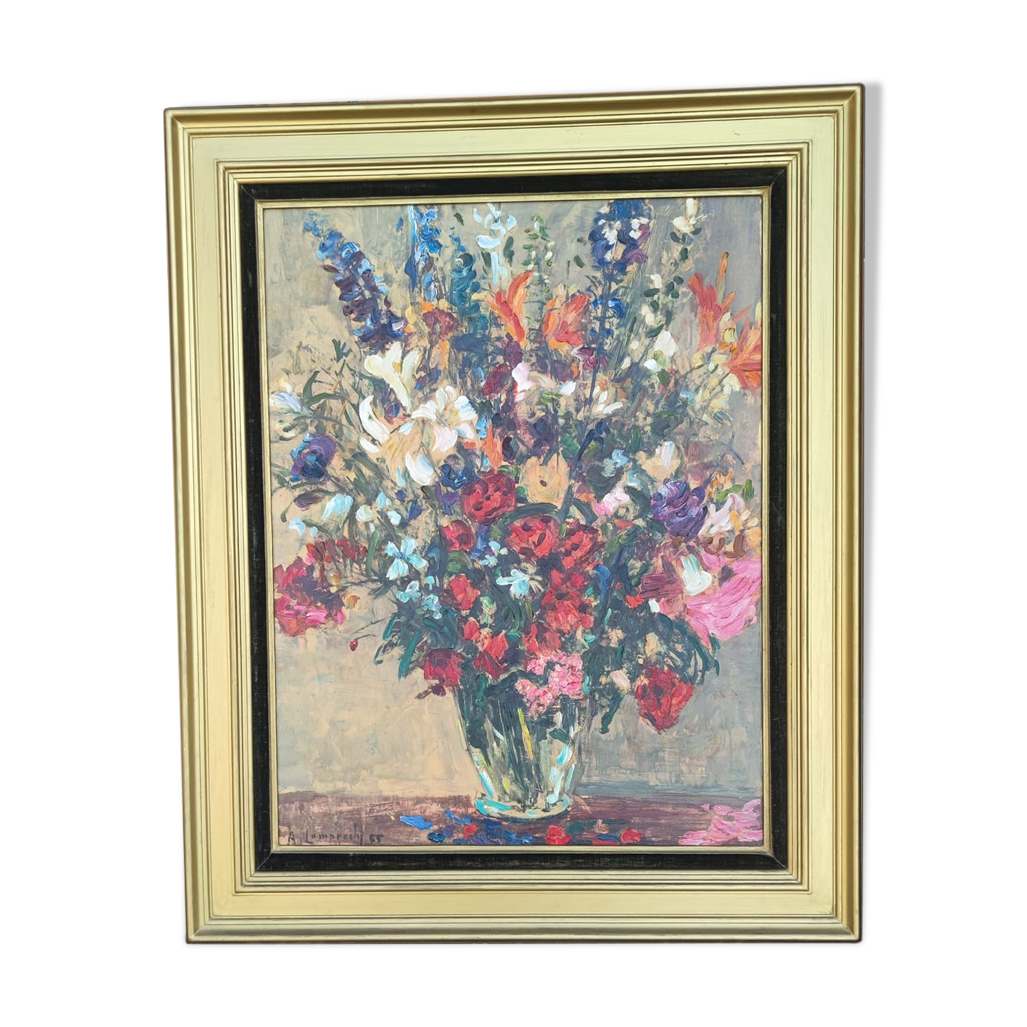 Flower Bouquet Painting by Anton Lamprecht, oil on canvas