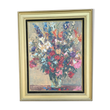 Tableau bouquet de fleurs par Anton Lamprecht huile sur toile
