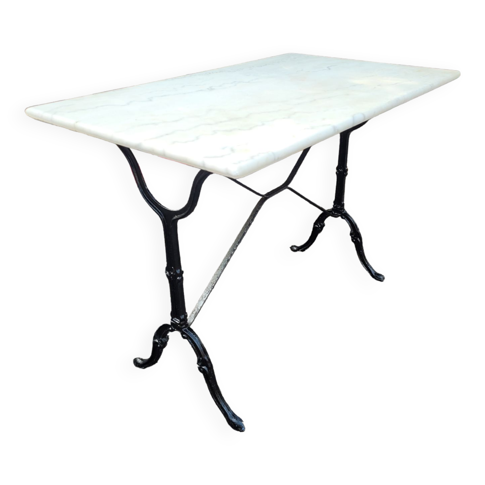 Bistro table top marble foot cast iron