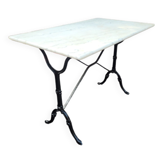 Bistro table top marble foot cast iron