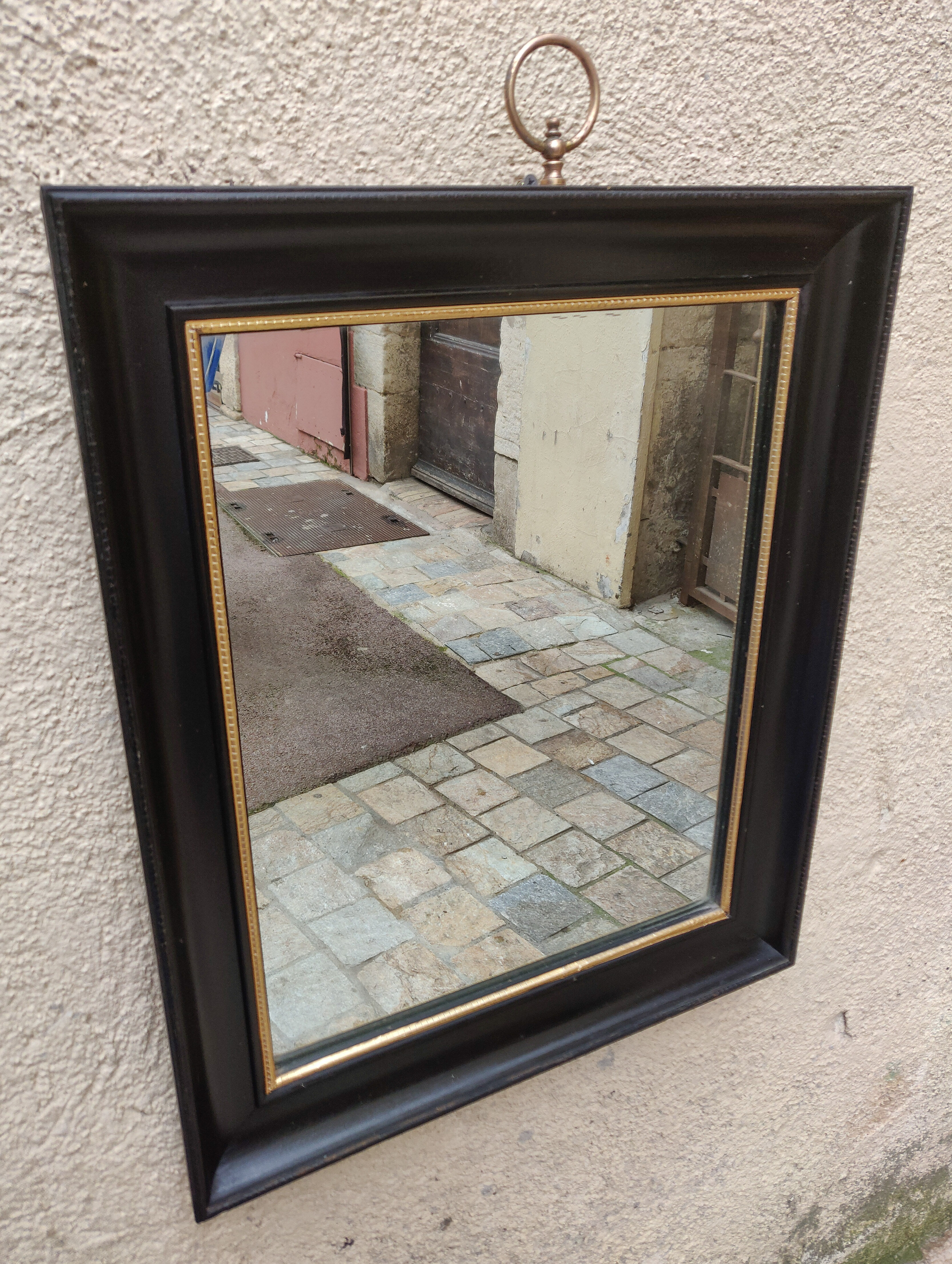 Napoleon III blackened wooden mirror 53 x 63 cm