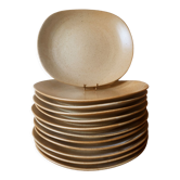 12 free-form speckled satin stoneware plates