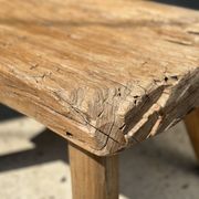 Small side table or stool in four-legged blond teak H:30 L43 l30