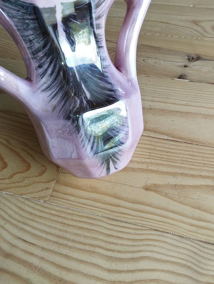 Vintage pearlescent vase, in the style of Vallauris, 1970s.