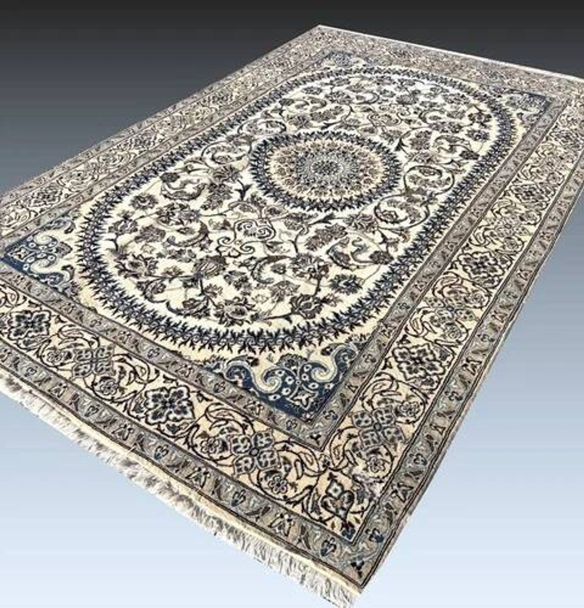 Persian Oriental Carpet NAÏN Wool and Silk: 3.20 X 2.10 Metres "Sardje Gallery"