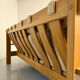 Three-seater canapé in solid oak with Scandinavian design fabric from the 1970s.