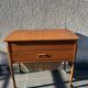Danish teak sewing table with wicker basket, 1960s