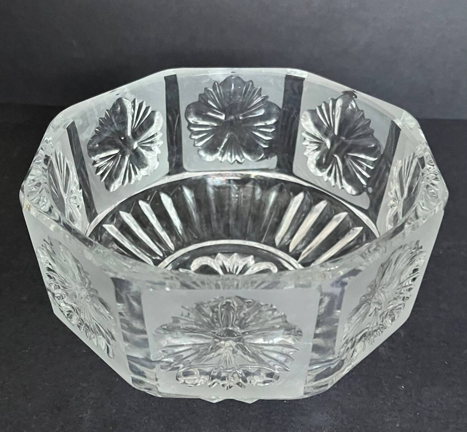 Octagonal cut crystal bowl