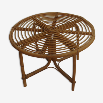 Vintage wicker rattan coffee table
