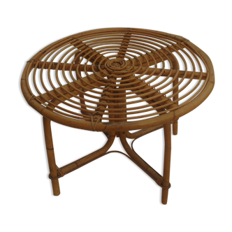 Vintage wicker rattan coffee table