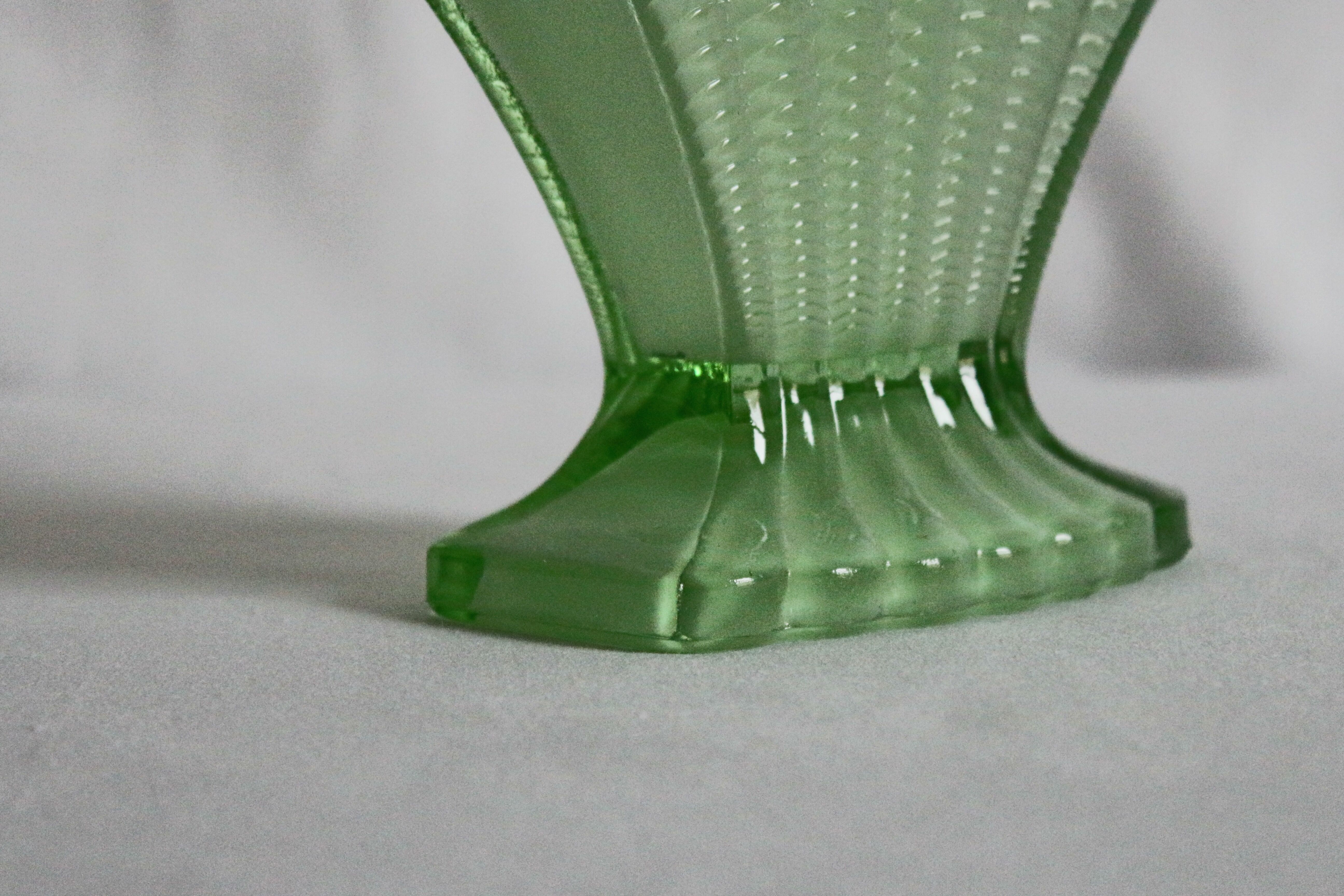 Art deco scallop vase with floral frog