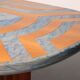 Exquisite blue Brazilian marble tabletop with hand-inlaid wood