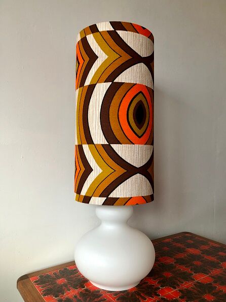 Opaline table lamp lampshade vintage fabric
