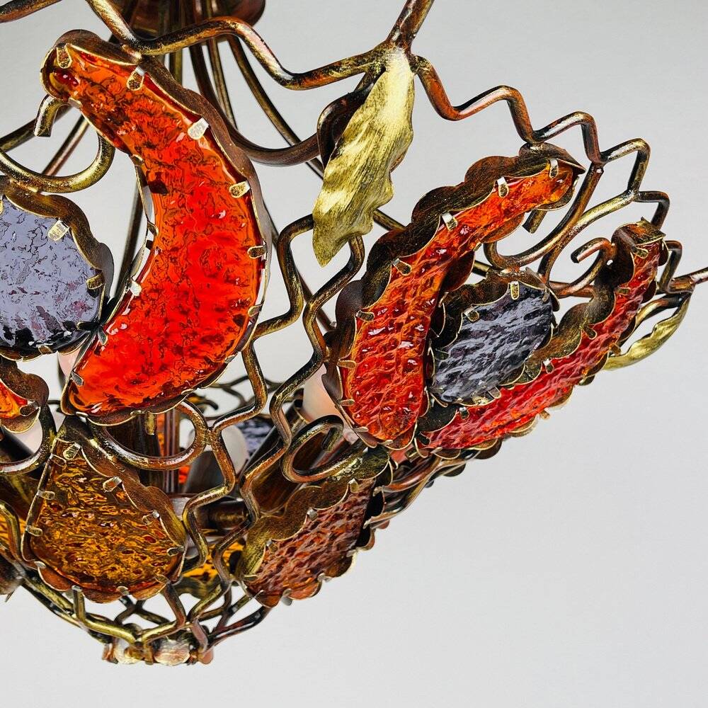 Lustre en métal et verre de Murano par MM Lampadari, années 1990