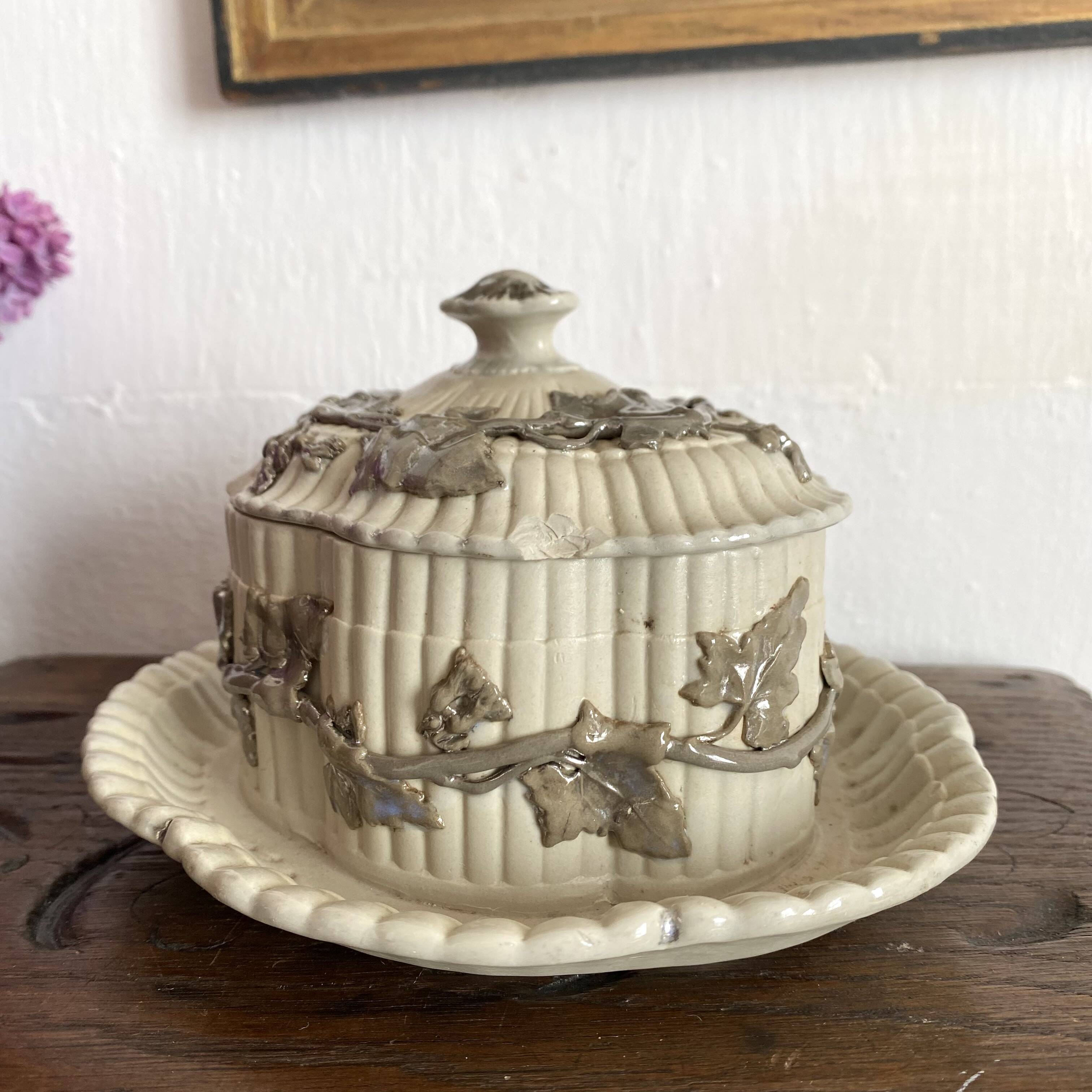 Antique Villeroy & Boch butter or sugar dish, late 19th century
