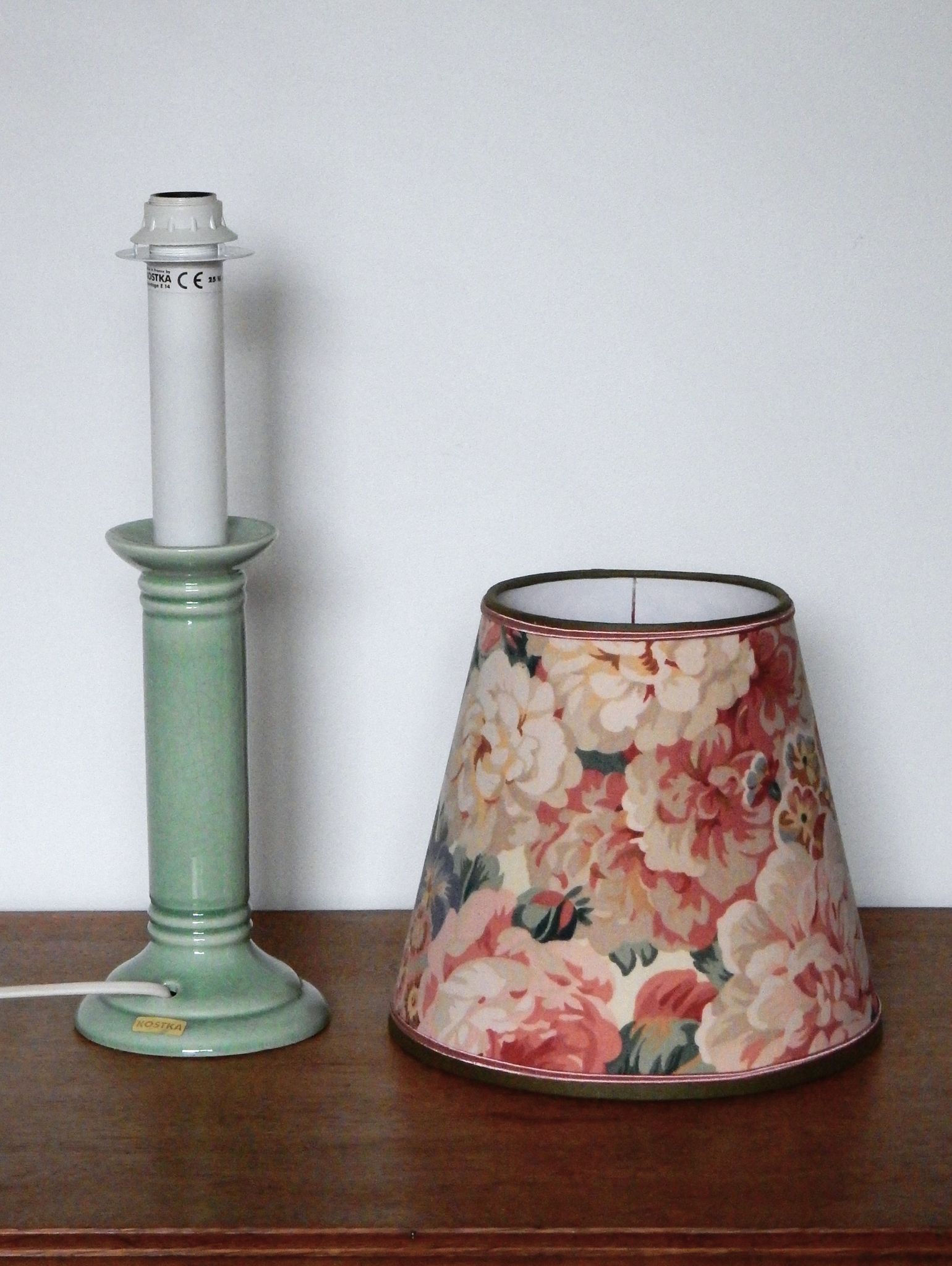 Vintage Kotska foot lamp and English floral fabric lampshade