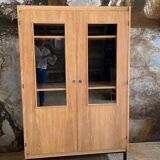 Bookcase in raw wood & metal feet