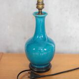 Vintage ceramic lamp, turquoise blue table lamp, bedside lamp.