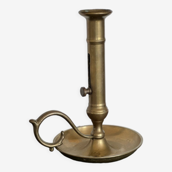 Hand candle holder with push button. brass height 20cm