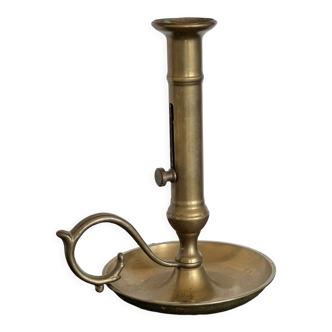 Hand candle holder with push button. brass height 20cm