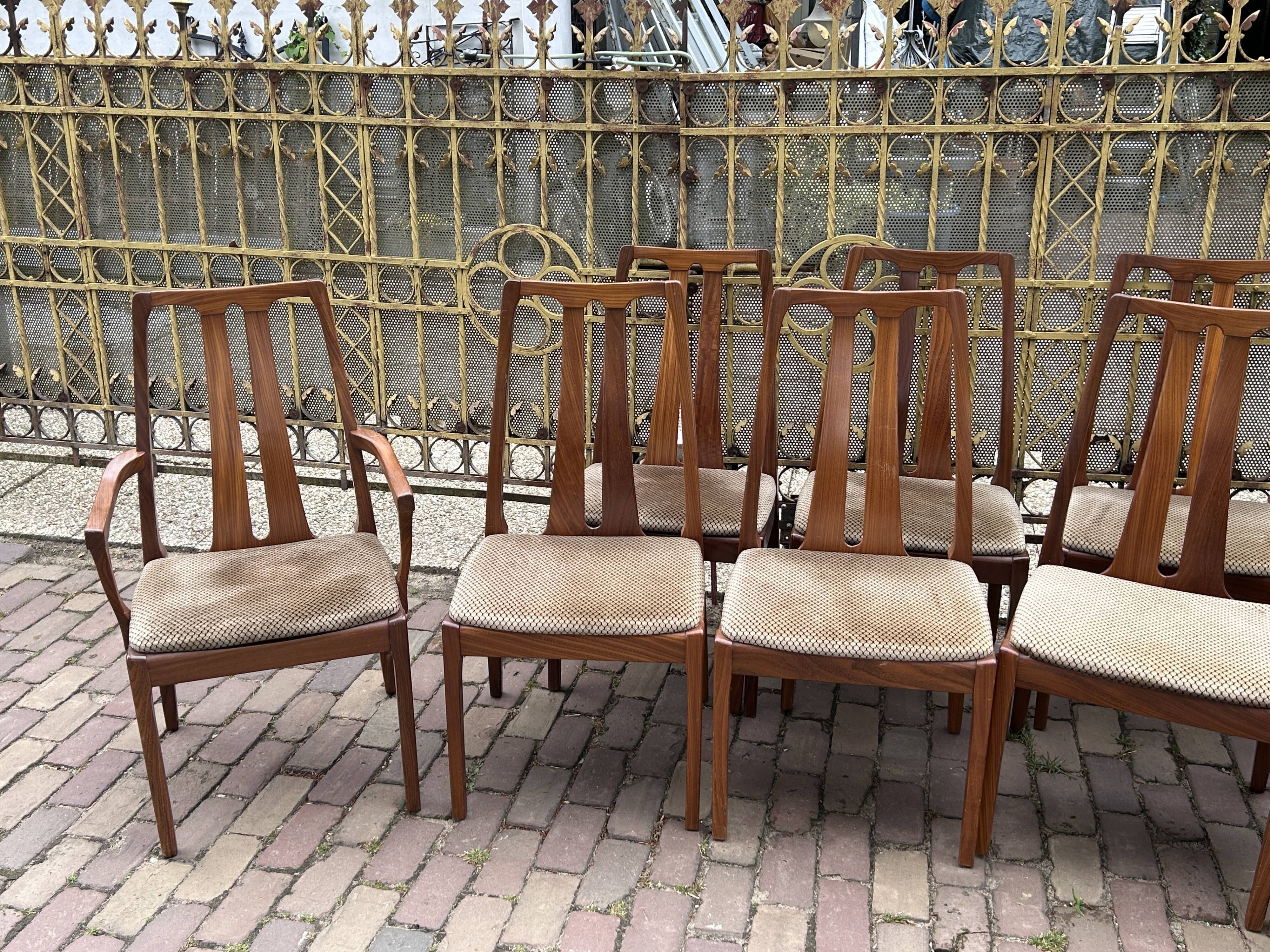 Set of 10 Mid-Century Retro Vintage Teak Afromosia Dining Chairs by Nathan