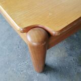 Square coffee table in solid blond wood 80s
